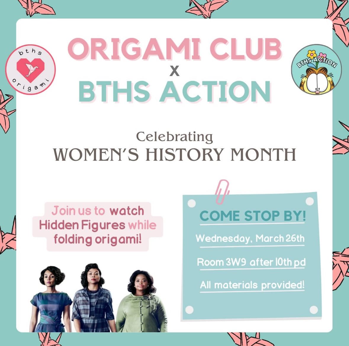 Origami Club x BTHS Action (March Meeting)